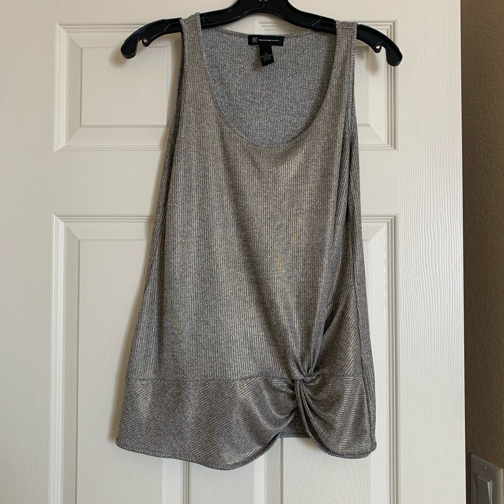 International Concepts Silver Metallic Blouse Too